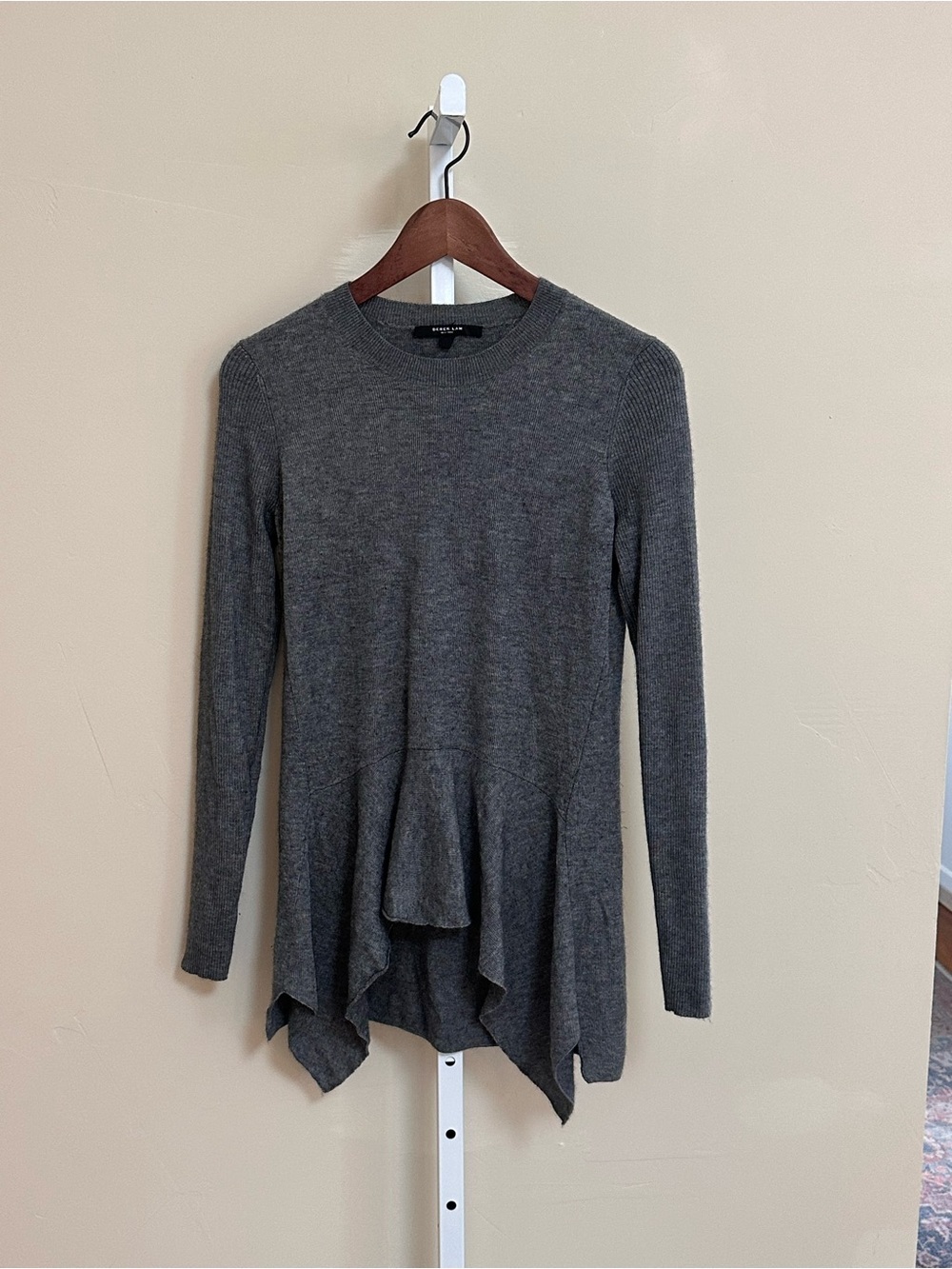 Derek Lam 70% Cashmere Silk Gray Peplum Sweater Small Italian Yarn
